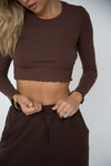 This is an image of Eddy Top in Brown - RESA featuring a model wearing the dress