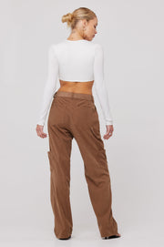 This is an image of Elsa Cargo Pant in Espresso - RESA featuring a model wearing the dress