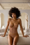 This is an image of Gisele Thong in Nude - RESA featuring a model wearing the dress