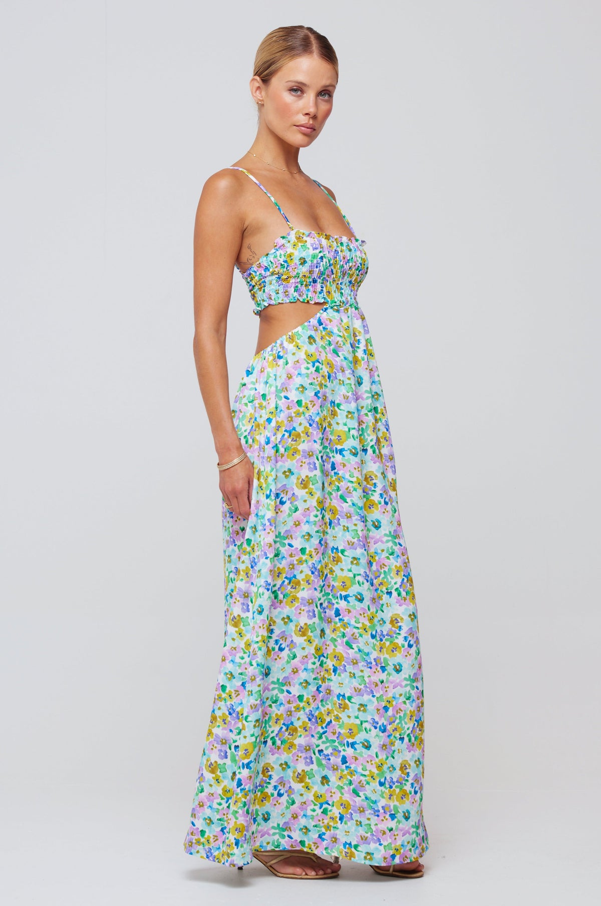 This is an image of Jordan Maxi in Monet - RESA featuring a model wearing the dress