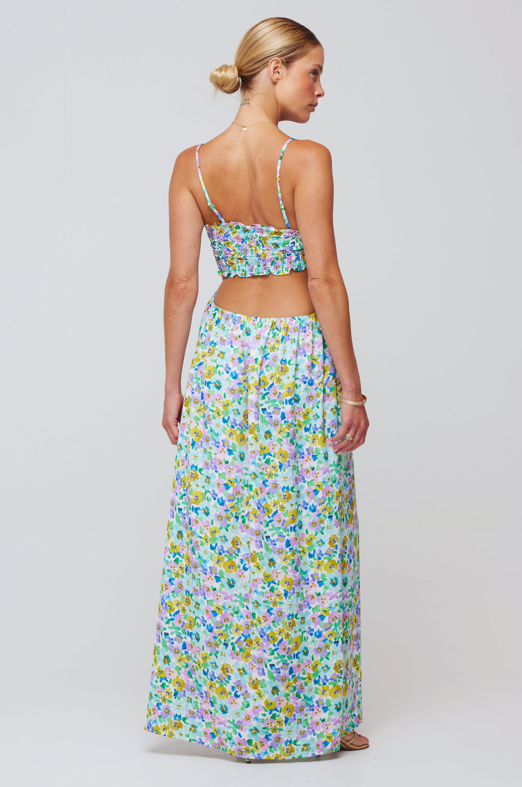 This is an image of Jordan Maxi in Monet - RESA featuring a model wearing the dress