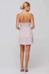 This is an image of Juniper Mini in Blush Cherry - RESA featuring a model wearing the dress