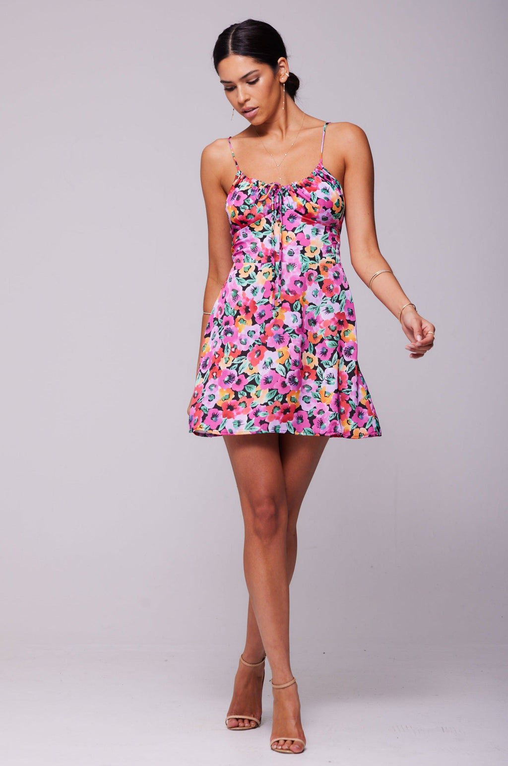 This is an image of Juniper Mini in Dahlia - RESA featuring a model wearing the dress
