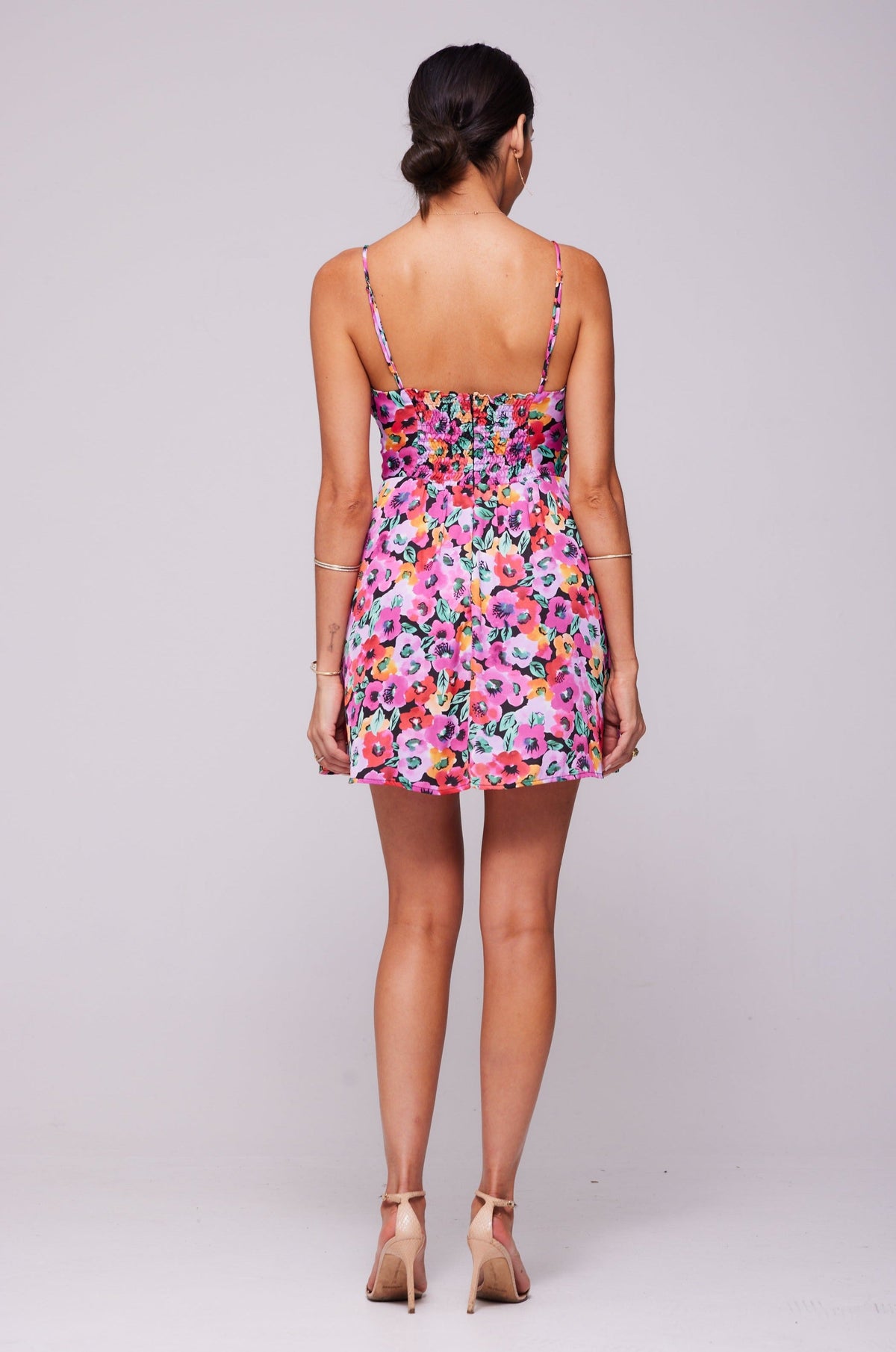 This is an image of Juniper Mini in Dahlia - RESA featuring a model wearing the dress