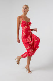 This is an image of Kaitlyn Midi in Blossom - RESA featuring a model wearing the dress
