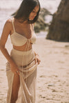This is an image of Leina Top in Natural - RESA featuring a model wearing the dress