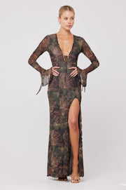 This is an image of Lennon Maxi Dress in Autumn - RESA featuring a model wearing the dress