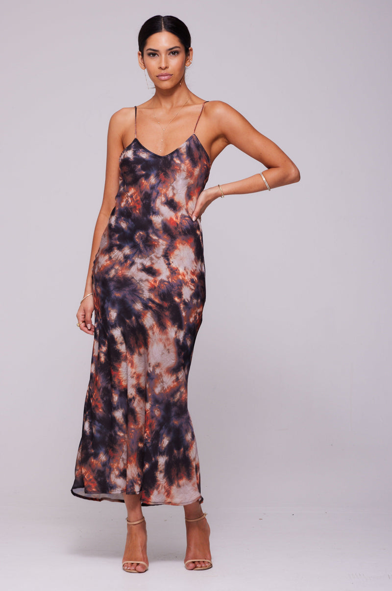 This is an image of Lily Slip in Onyx - RESA featuring a model wearing the dress
