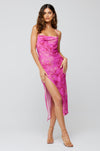 This is an image of Madison Slip in Azalea - RESA featuring a model wearing the dress