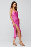 This is an image of Madison Slip in Azalea - RESA featuring a model wearing the dress