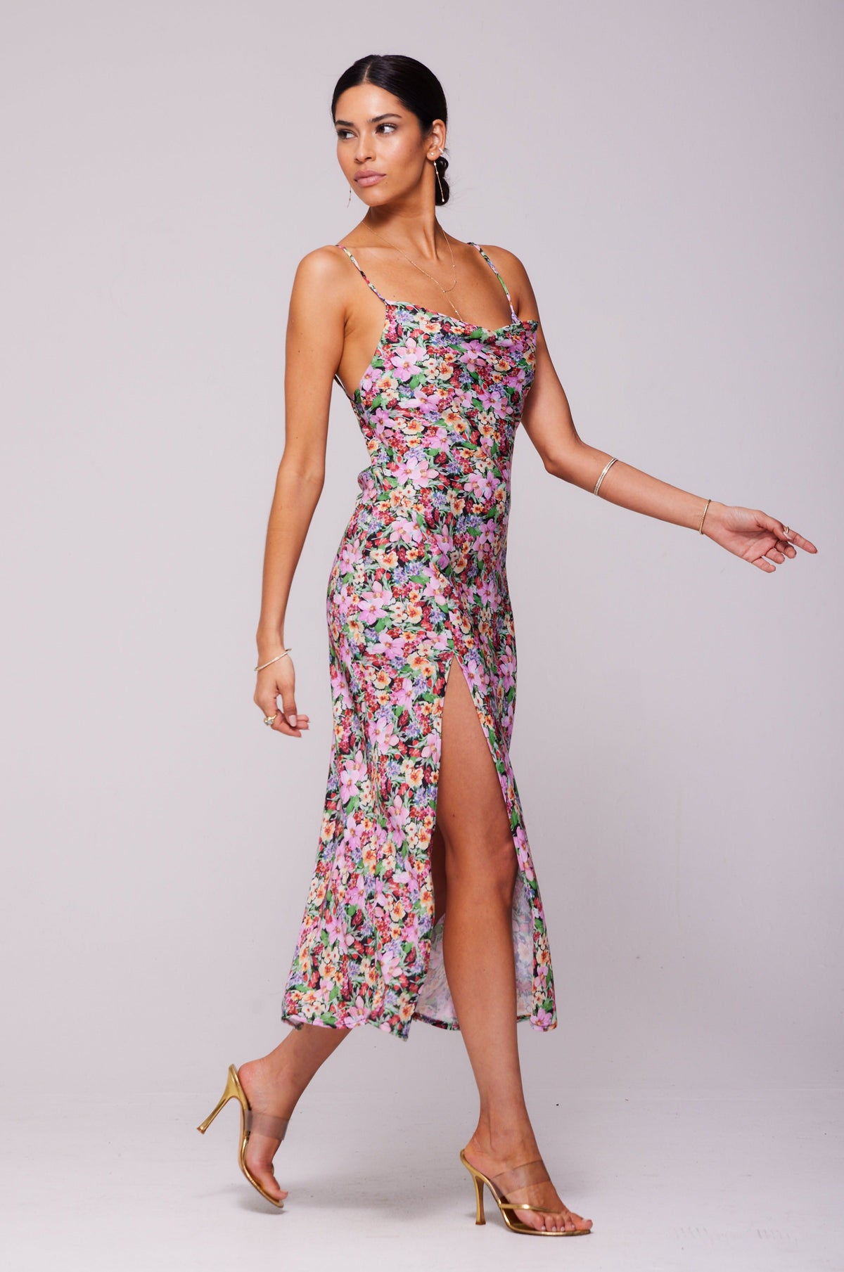 This is an image of Madison Slip in Bloom - RESA featuring a model wearing the dress