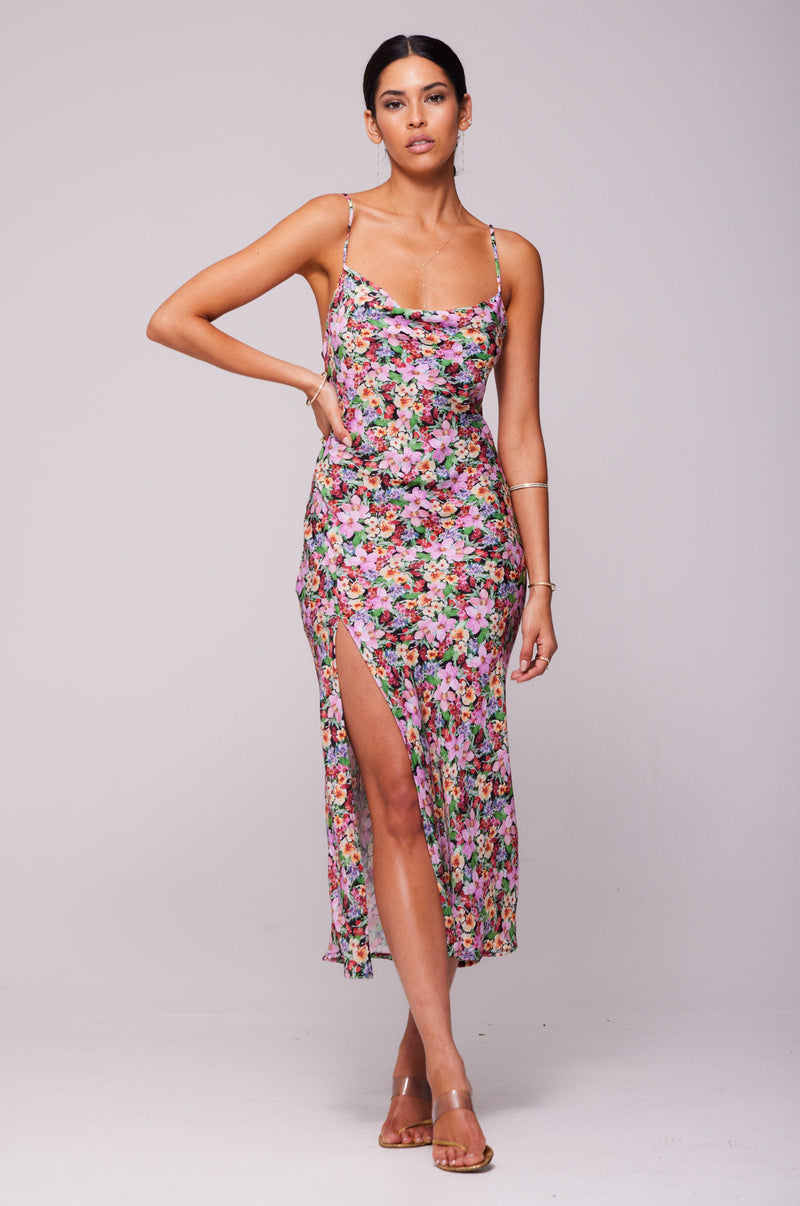 This is an image of Madison Slip in Bloom - RESA featuring a model wearing the dress