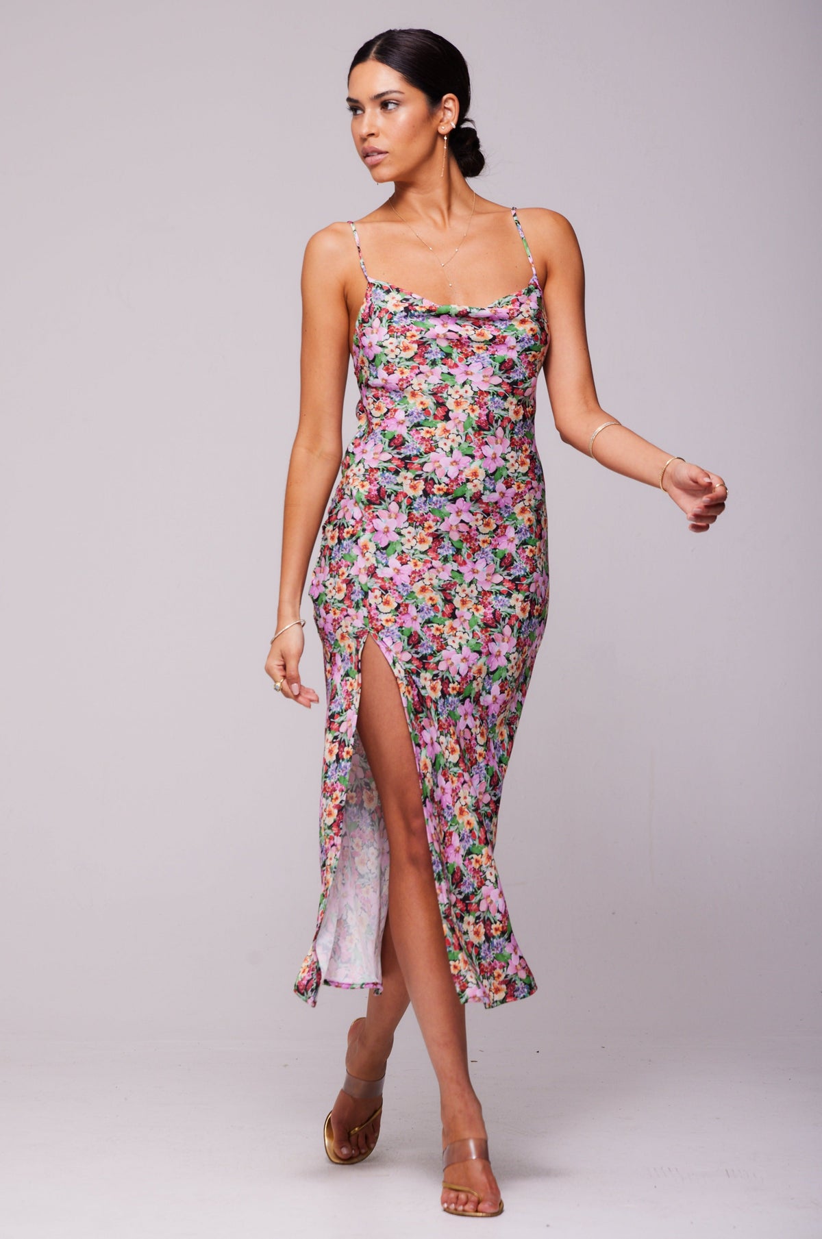 This is an image of Madison Slip in Bloom - RESA featuring a model wearing the dress