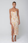 This is an image of Madison Slip in Gardenia - RESA featuring a model wearing the dress