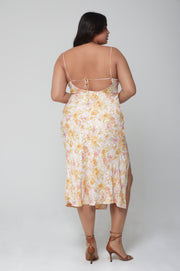 This is an image of Madison Slip in Gardenia - RESA featuring a model wearing the dress