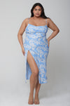 This is an image of Madison Slip in Malibu - RESA featuring a model wearing the dress