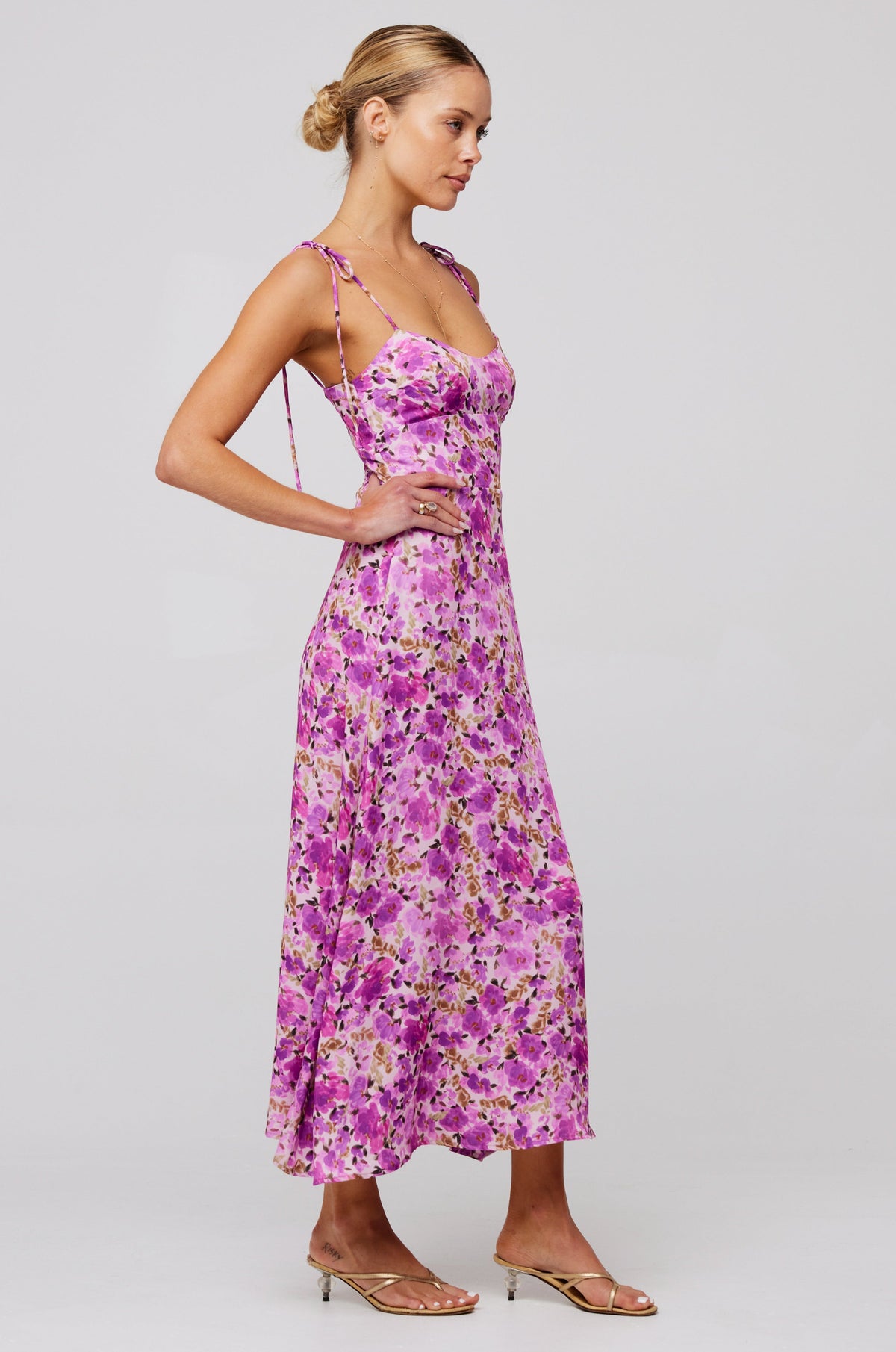 This is an image of Mandi Dress in Lilac - RESA featuring a model wearing the dress