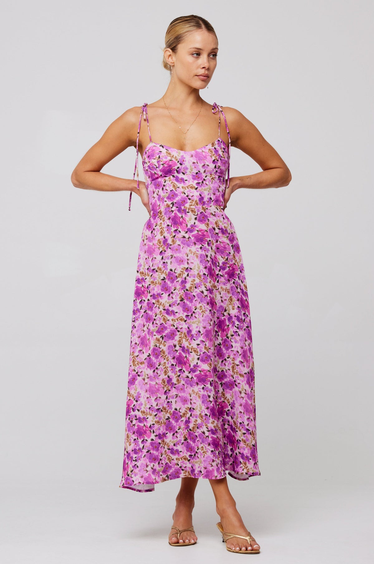 This is an image of Mandi Dress in Lilac - RESA featuring a model wearing the dress