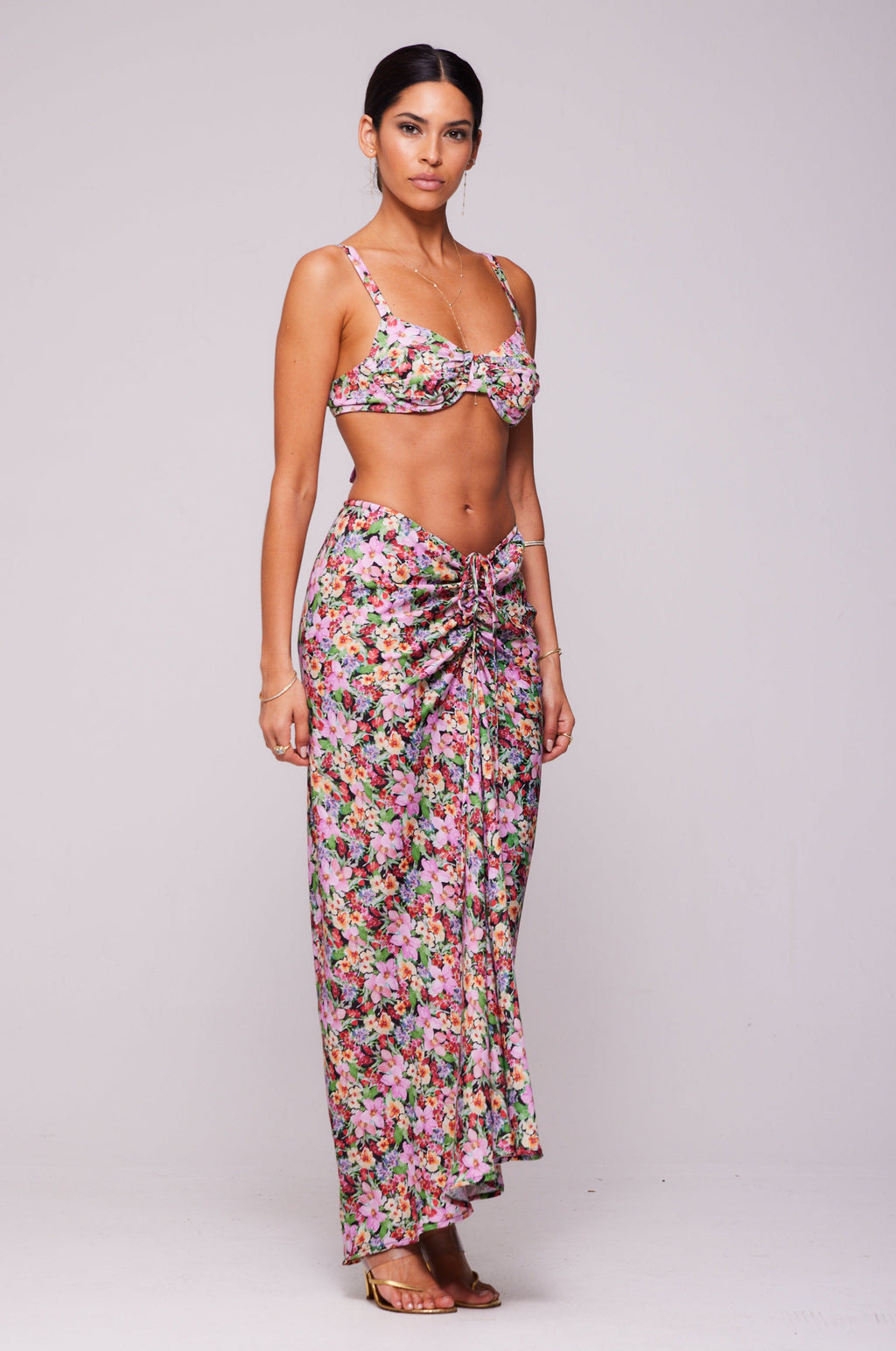 This is an image of Pepper Bra Top in Bloom - RESA featuring a model wearing the dress