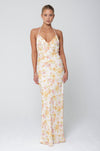 This is an image of Pfeiffer Dress in Gardenia - RESA featuring a model wearing the dress