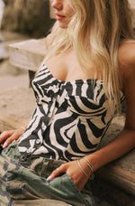 This is an image of Sienna Corset in Tigris - RESA featuring a model wearing the dress