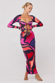 This is an image of Simone Dress in Picasso - RESA featuring a model wearing the dress