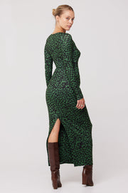 This is an image of Simone Dress in Sparrow - RESA featuring a model wearing the dress