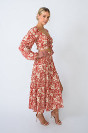 This is an image of Skatie Skirt in Magnolia - RESA featuring a model wearing the dress