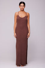 This is an image of Sohni Dress in Brown - RESA featuring a model wearing the dress