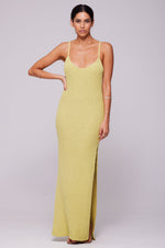 This is an image of Sohni Dress in Lime - RESA featuring a model wearing the dress