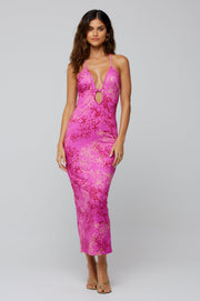 This is an image of Sophia Midi in Azalea - RESA featuring a model wearing the dress