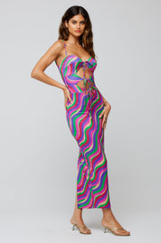This is an image of Summer Midi in Candy - RESA featuring a model wearing the dress