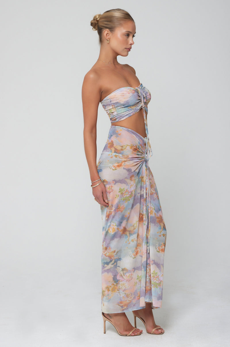 This is an image of Ziggy Mesh Skirt in Versailles - RESA featuring a model wearing the dress