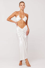 This is an image of Ziggy Skirt in Pearl - RESA featuring a model wearing the dress